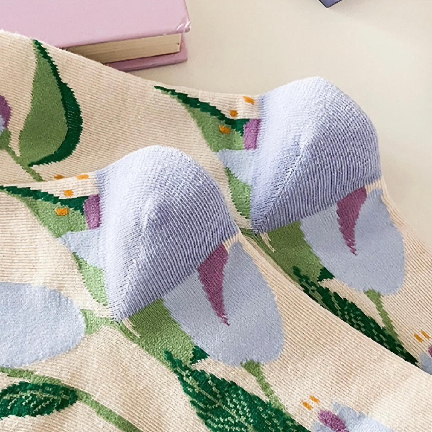 Purple Floral Cotton Socks