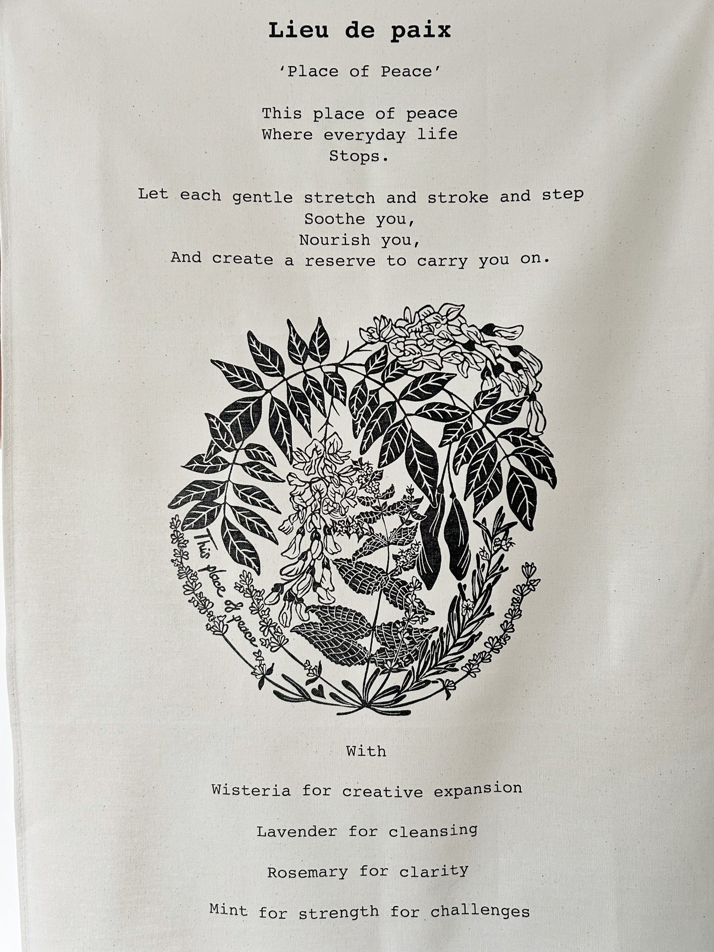 ‘Lieu de Paix’ Tea Towel