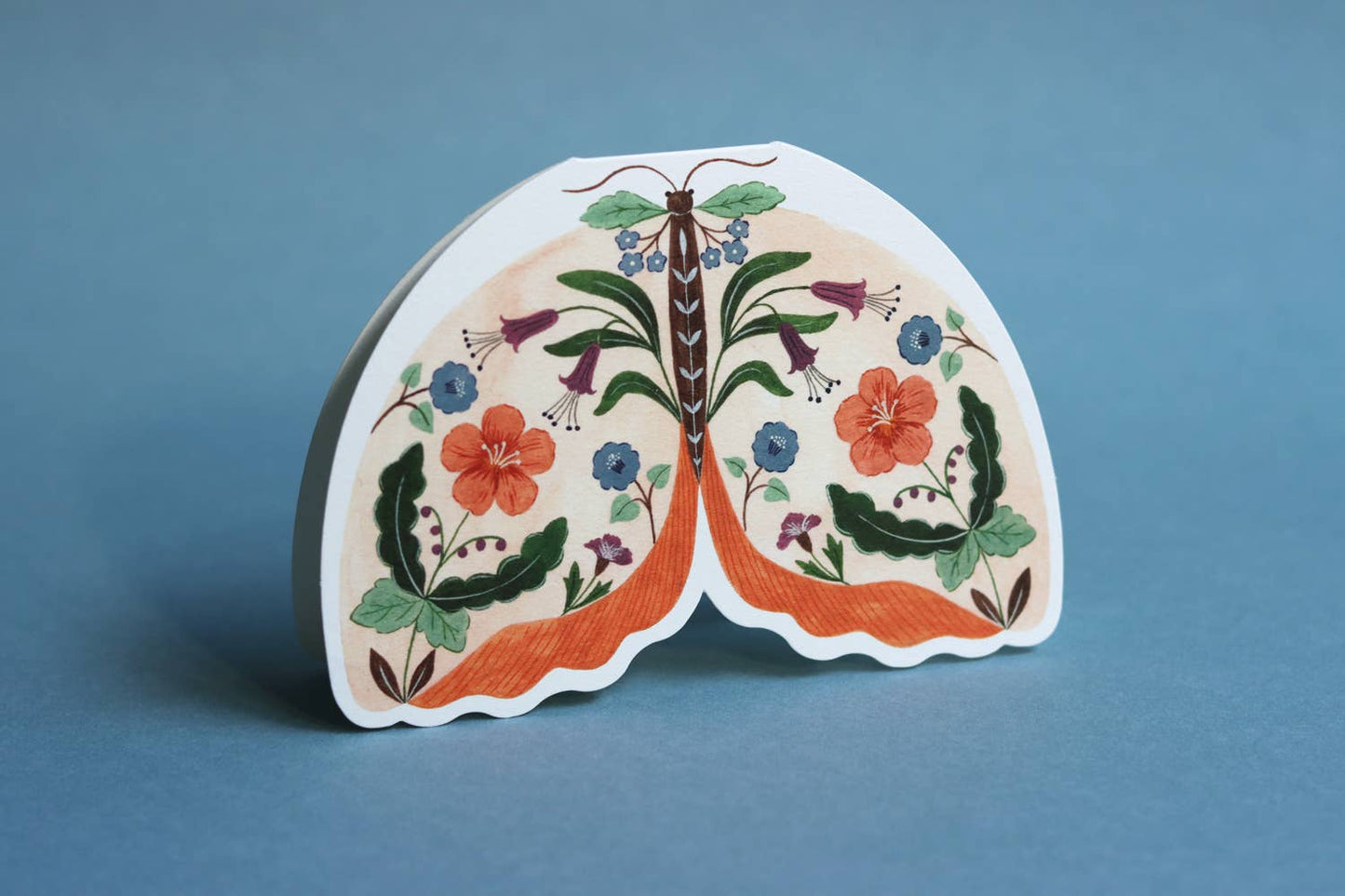Peach Floral Moth Card