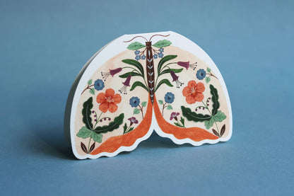 Peach Floral Moth Card