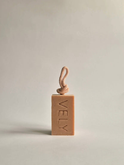 Natural Handmade Soap On A Rope With Pink Clay  -Amélie