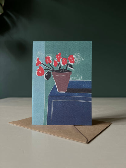Red Begonias Greeting Card