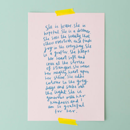 She is … Inspiration print for women
