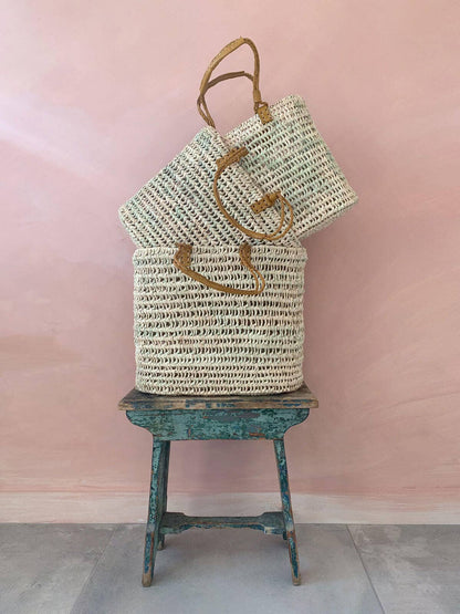 Leather Handle Baske-Mustard