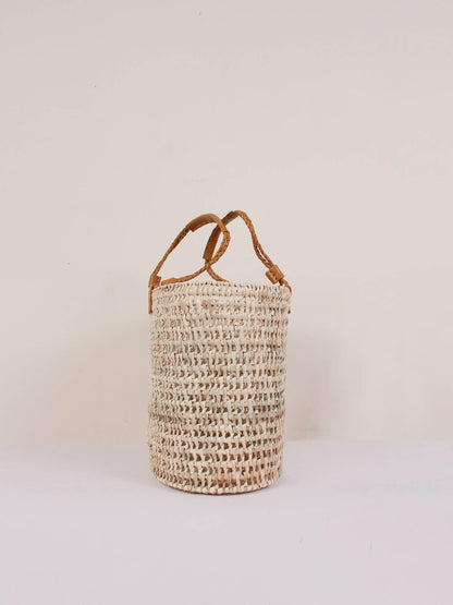 Leather Handle Baske-Mustard