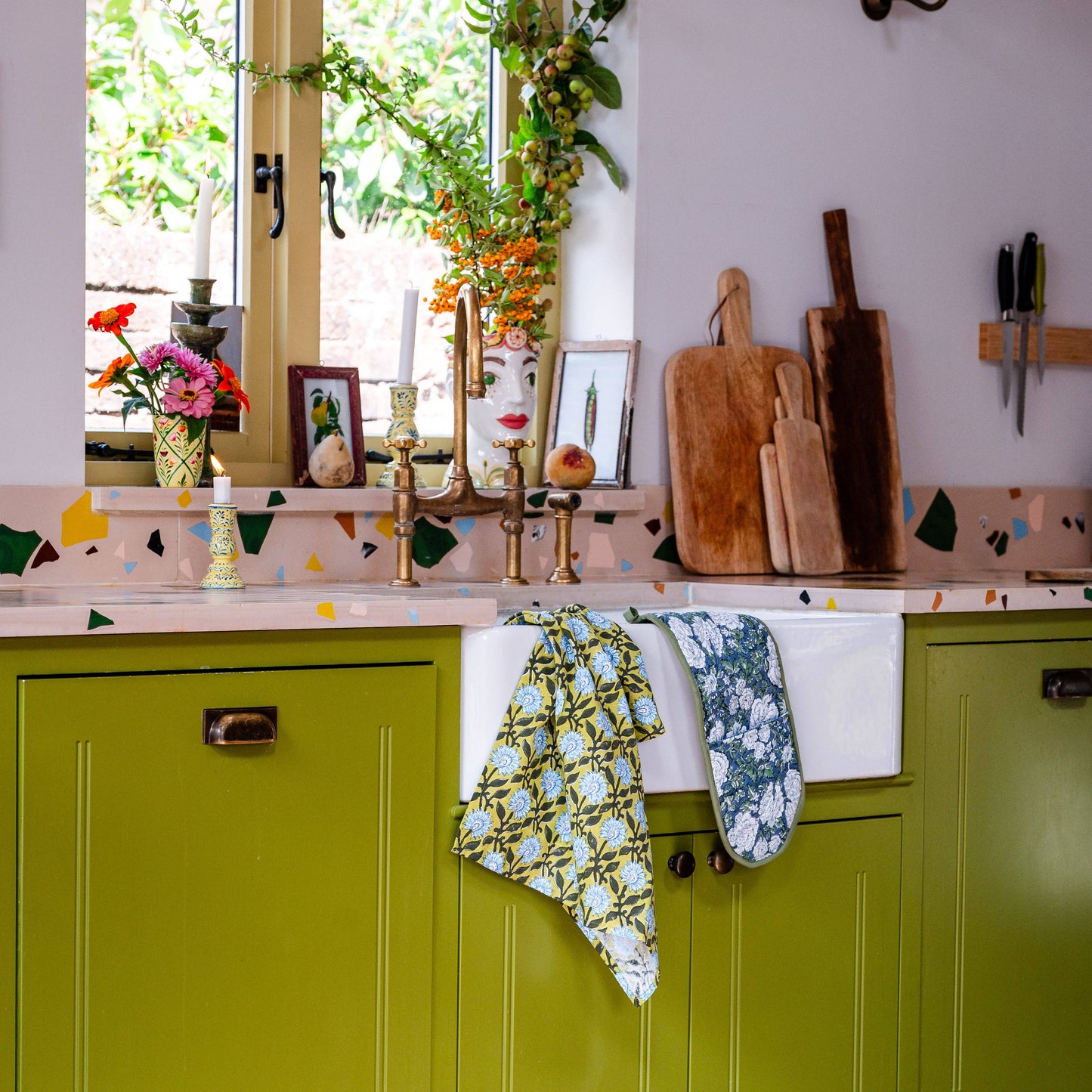 Pressed Petals Sky Tea Towel