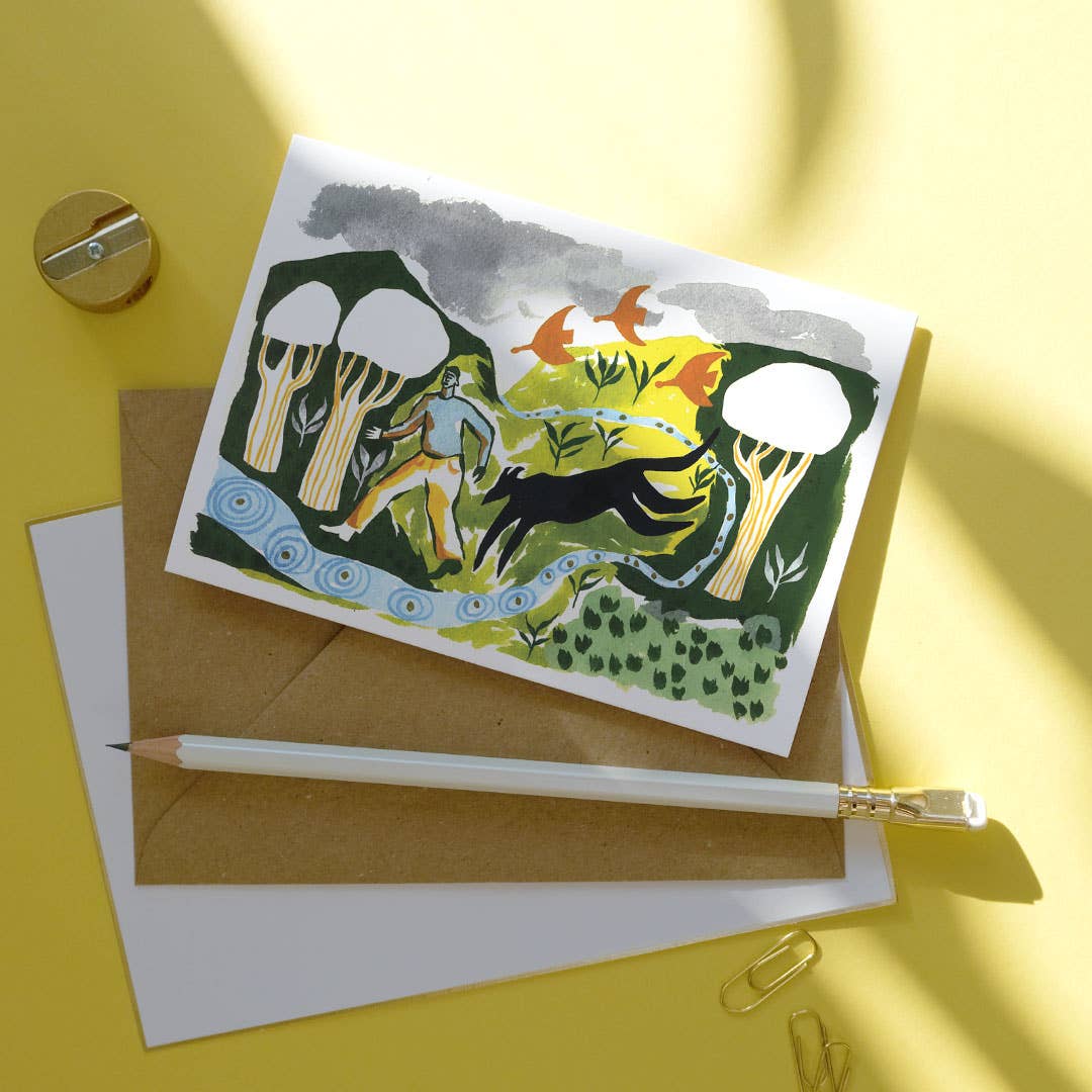 Black Dog Greetings Card