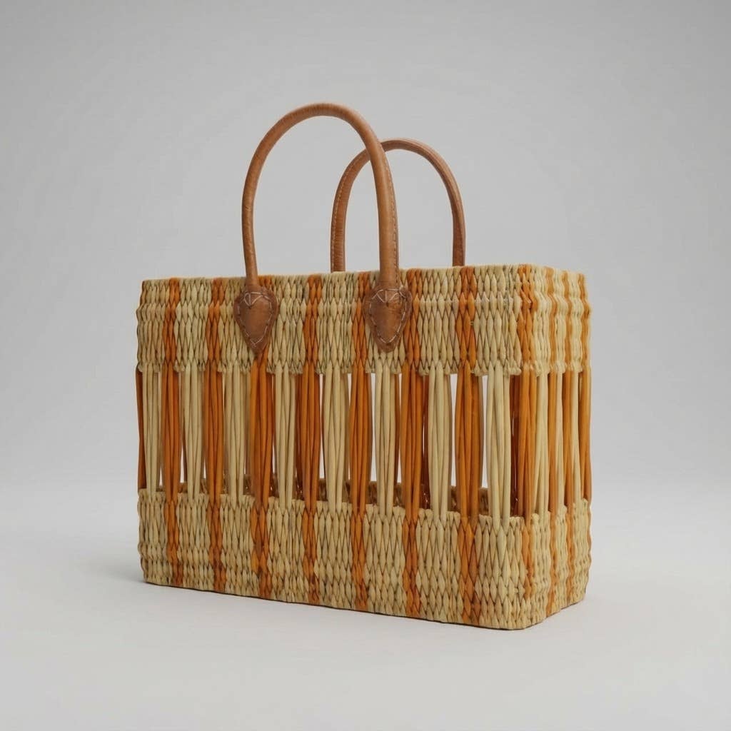 Rust Leather Handle Basket