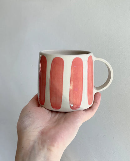 Coral Pink Stripe Mug