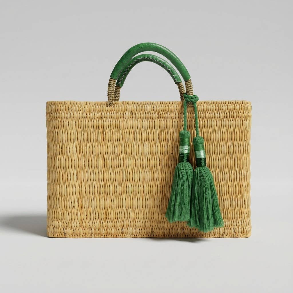 Woven Reed Tassel Basket
