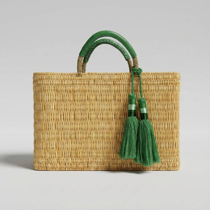 Woven Reed Tassel Basket