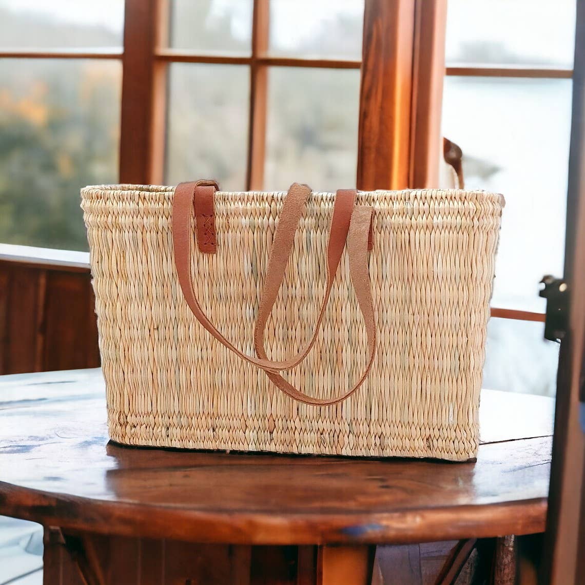 Beach Ready Straw Basket Bag