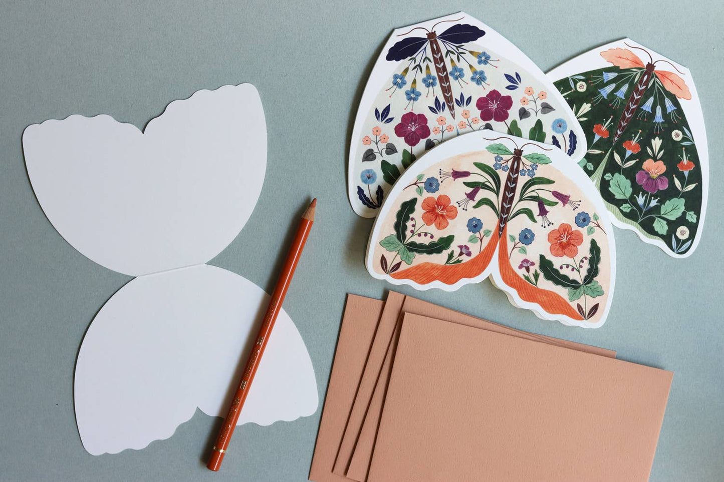 Brown Floral Moth Card