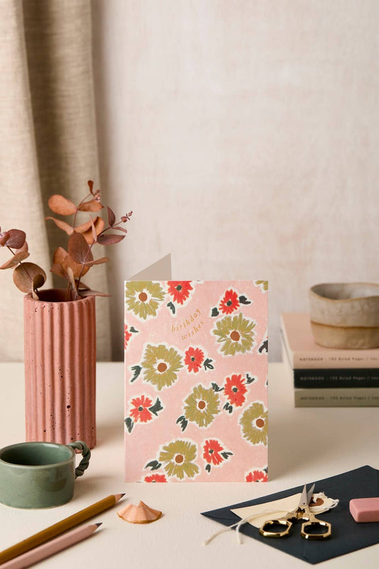 Pastel Red & Pink Birthday Card