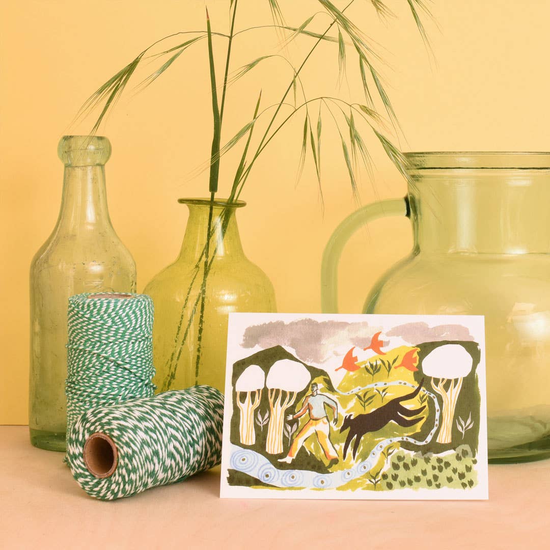 Black Dog Greetings Card