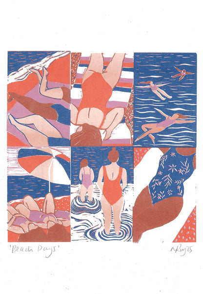 Beach Days A4 Riso Print