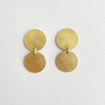 Brass Double Dot Earrings