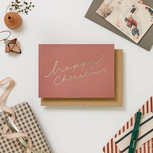 Pack of 6 Burgundy Happy Christmas Cards