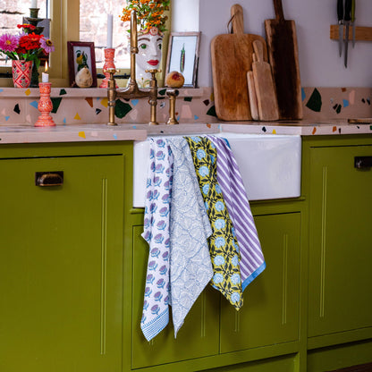 Pressed Petals Sky Tea Towel