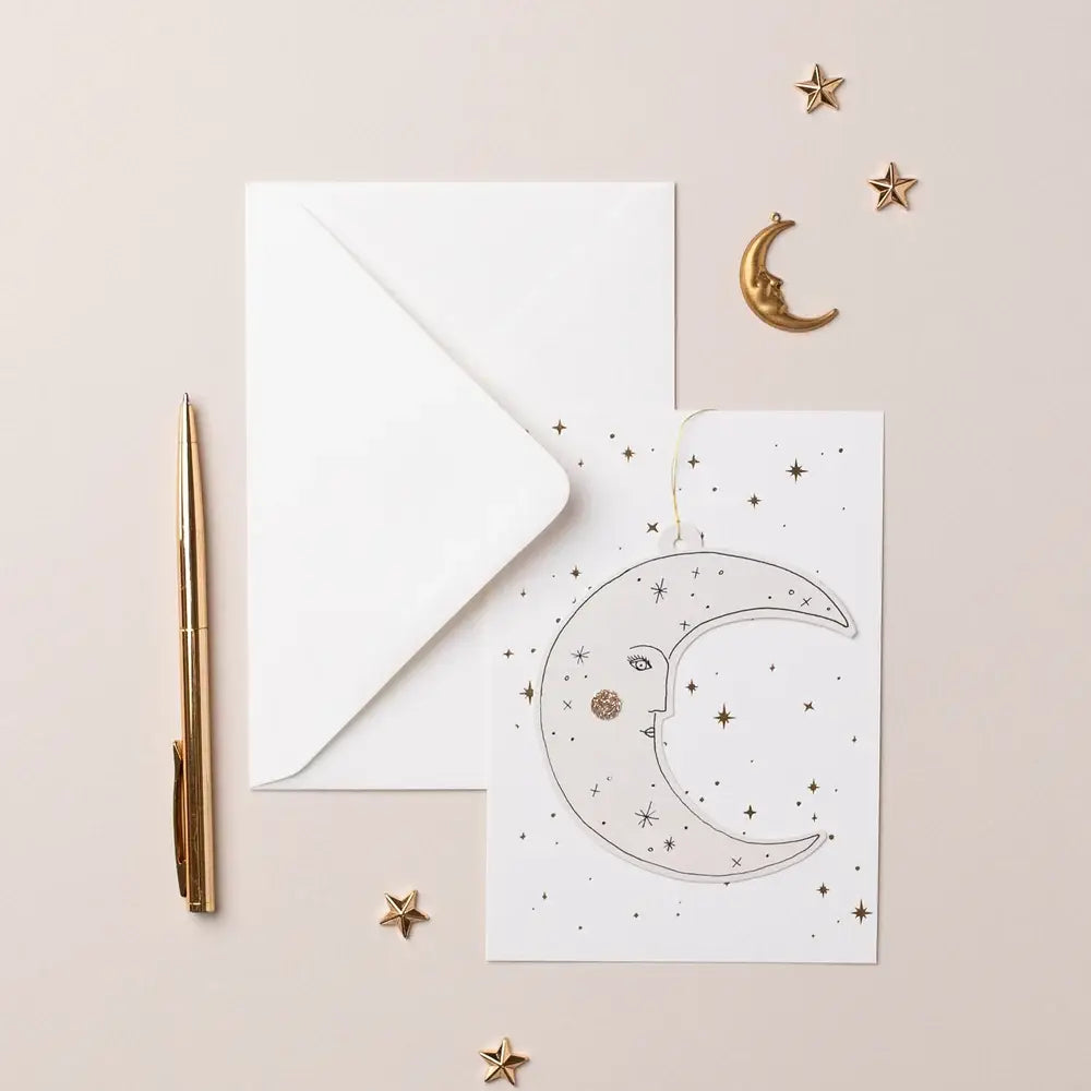 Moon Paper Cut Decoration Christmas Card