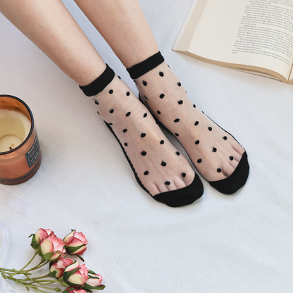 Sheer Polka Dot Ankle Socks