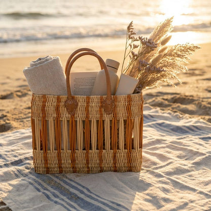 Rust Leather Handle Basket