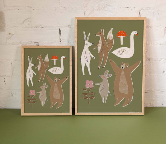 Woodland Pals A4 Art Print