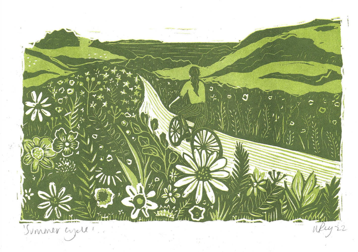 Summer Cycle Risograph Print
