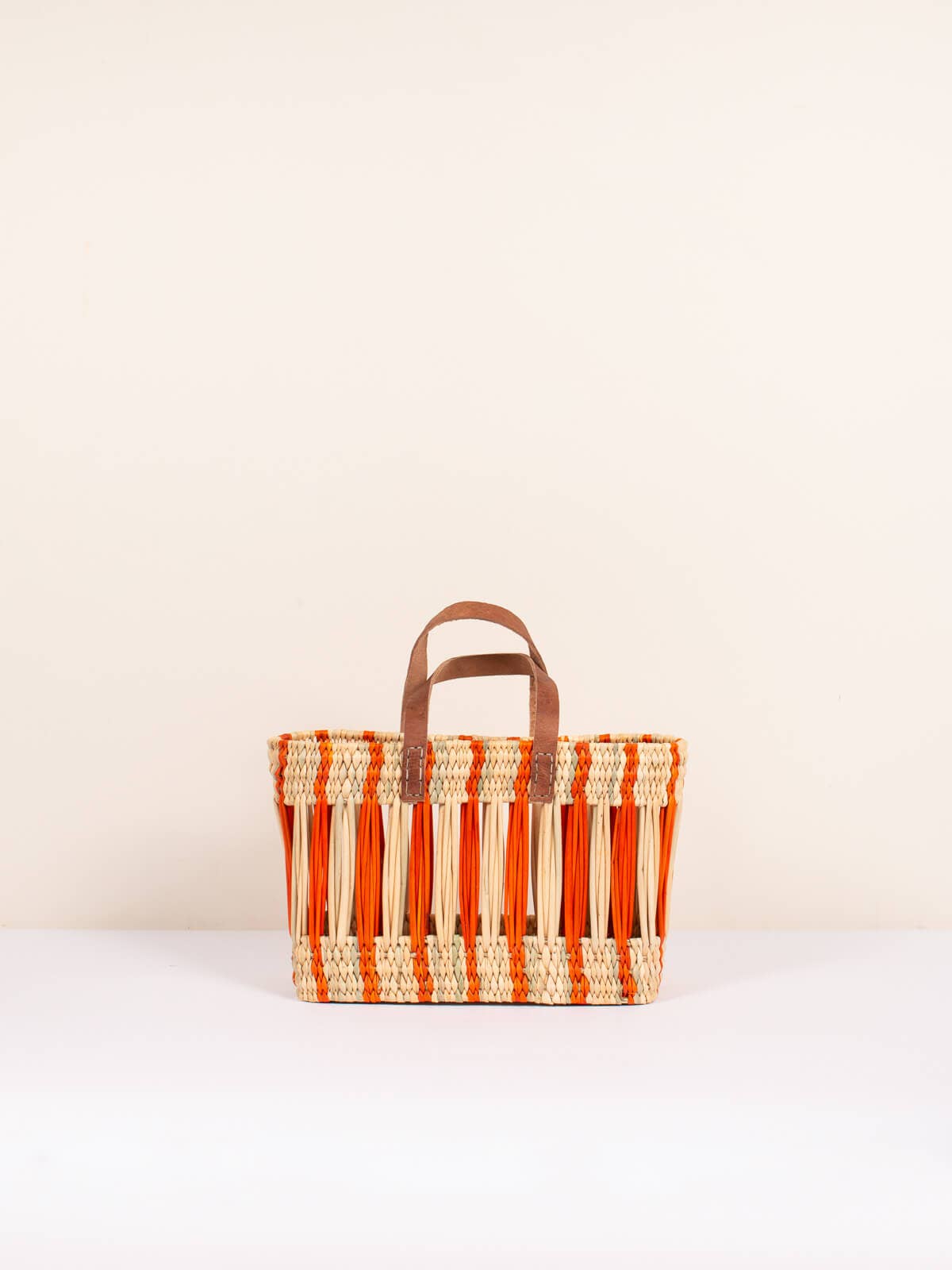 Orange Stripe Reed Storage Basket