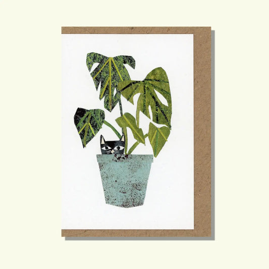 Cat in Monstera Pot Mini Card