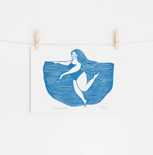 'Swim Wild' Riso A4 Print