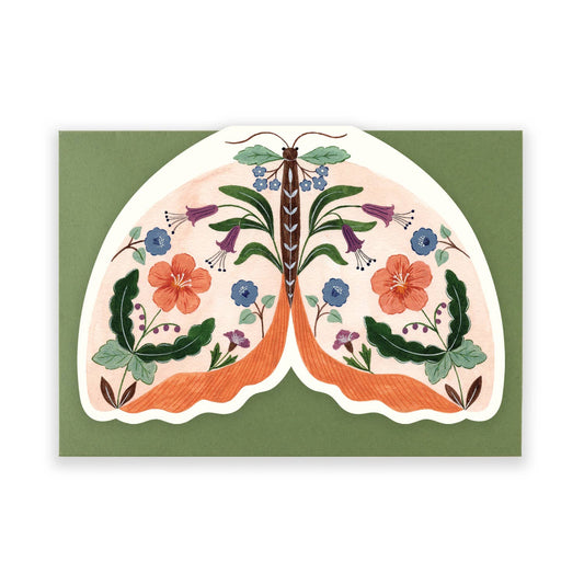 Peach Floral Moth Card