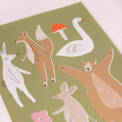 Woodland Pals A4 Art Print