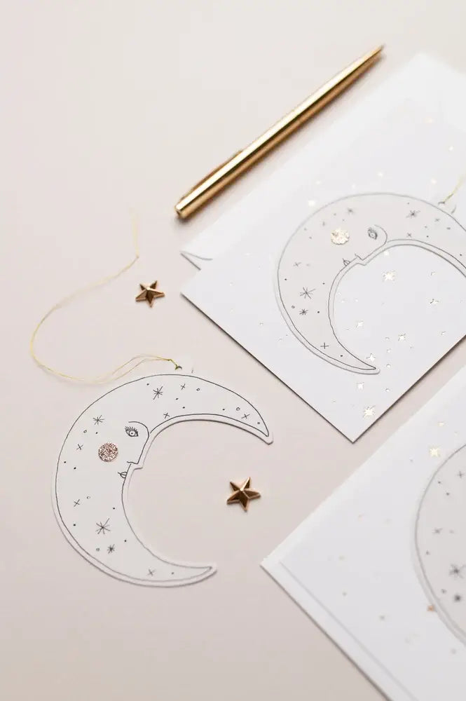 Moon Paper Cut Decoration Christmas Card