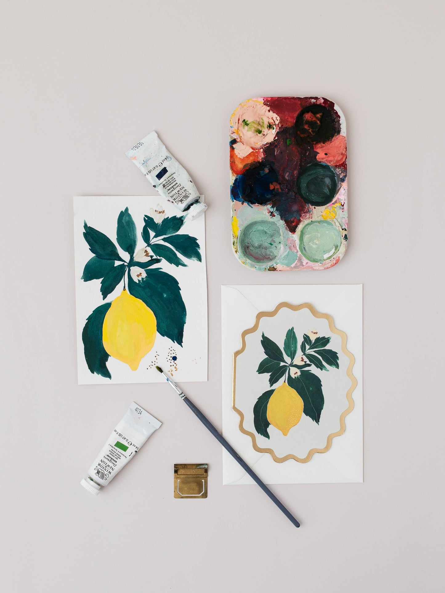 Lemon Botanical Scallop Edge Card