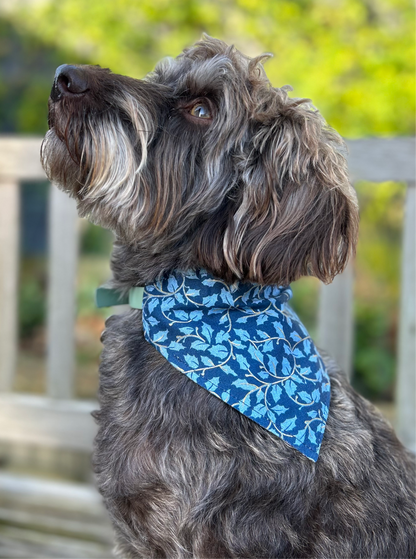 Blue Holly/Blue Trees Reversible Dog Bandana