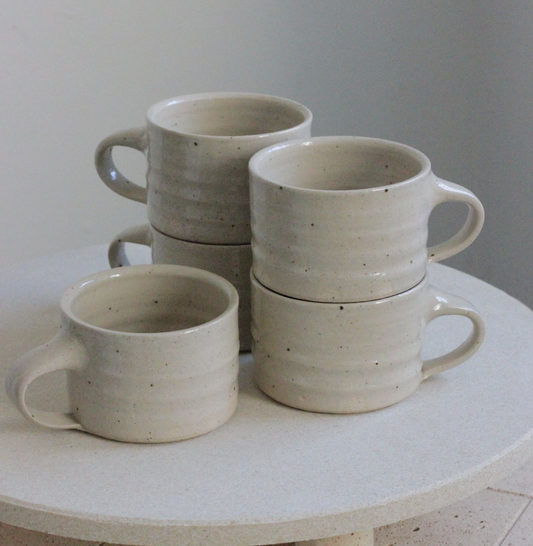 Stoneware Speckled Low Wide Mug