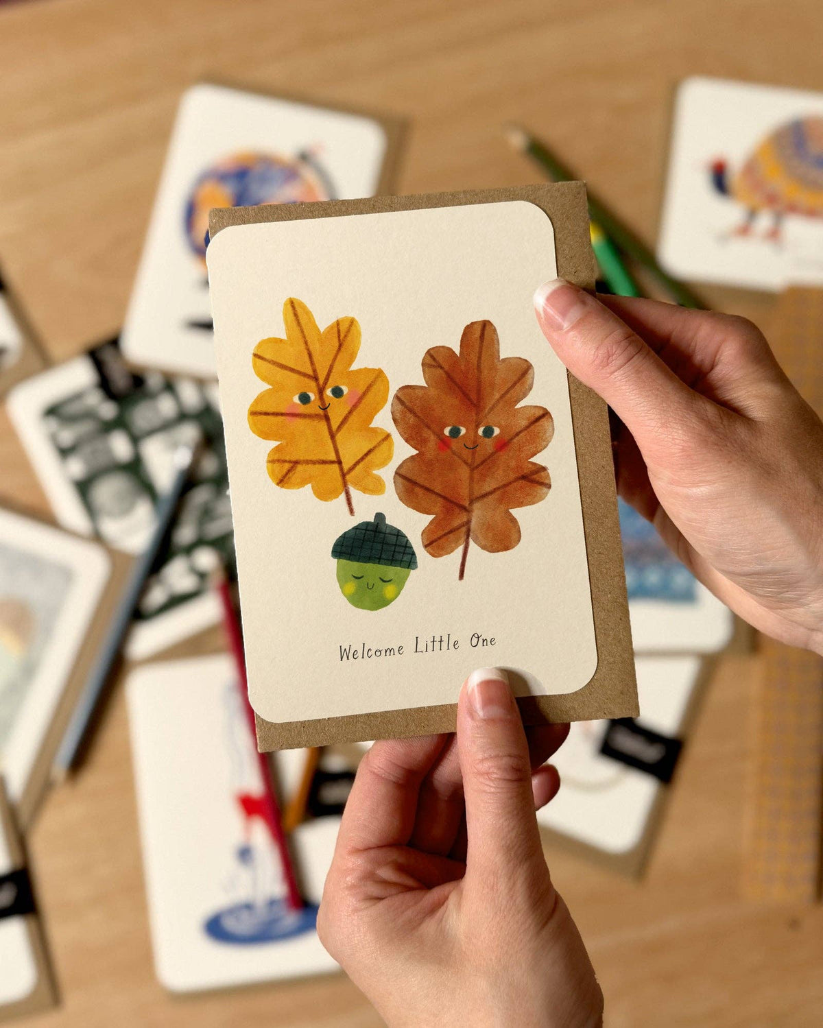 Welcome Little One Oak And Acorn Card