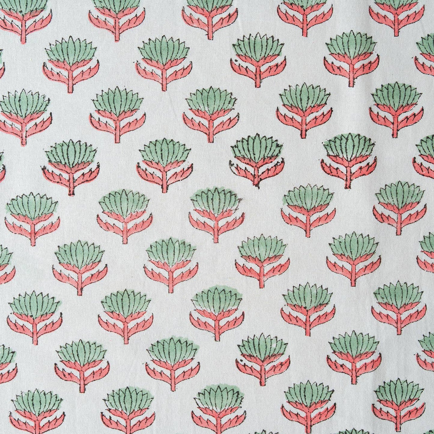 Lotus Flower Sage & Pink Cotton Napkins