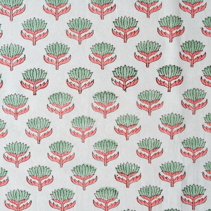 Lotus Flower Sage & Pink Cotton Napkins