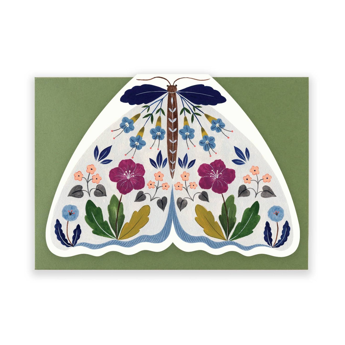 Grey Floral Moth Card