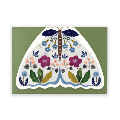 Grey Floral Moth Card