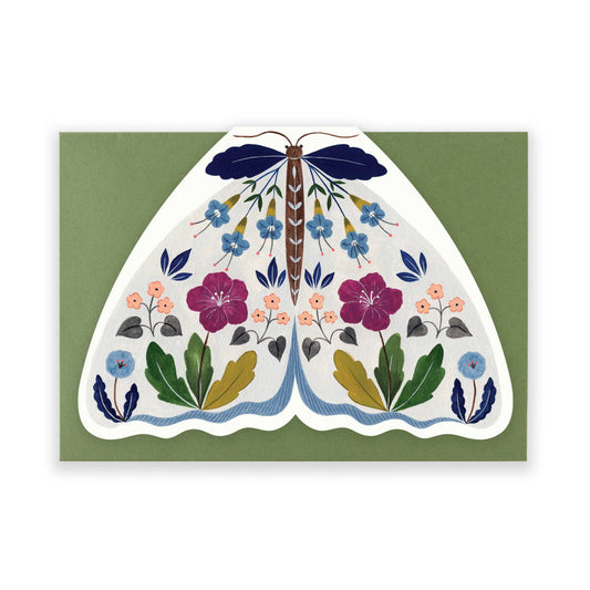 Grey Floral Moth Card