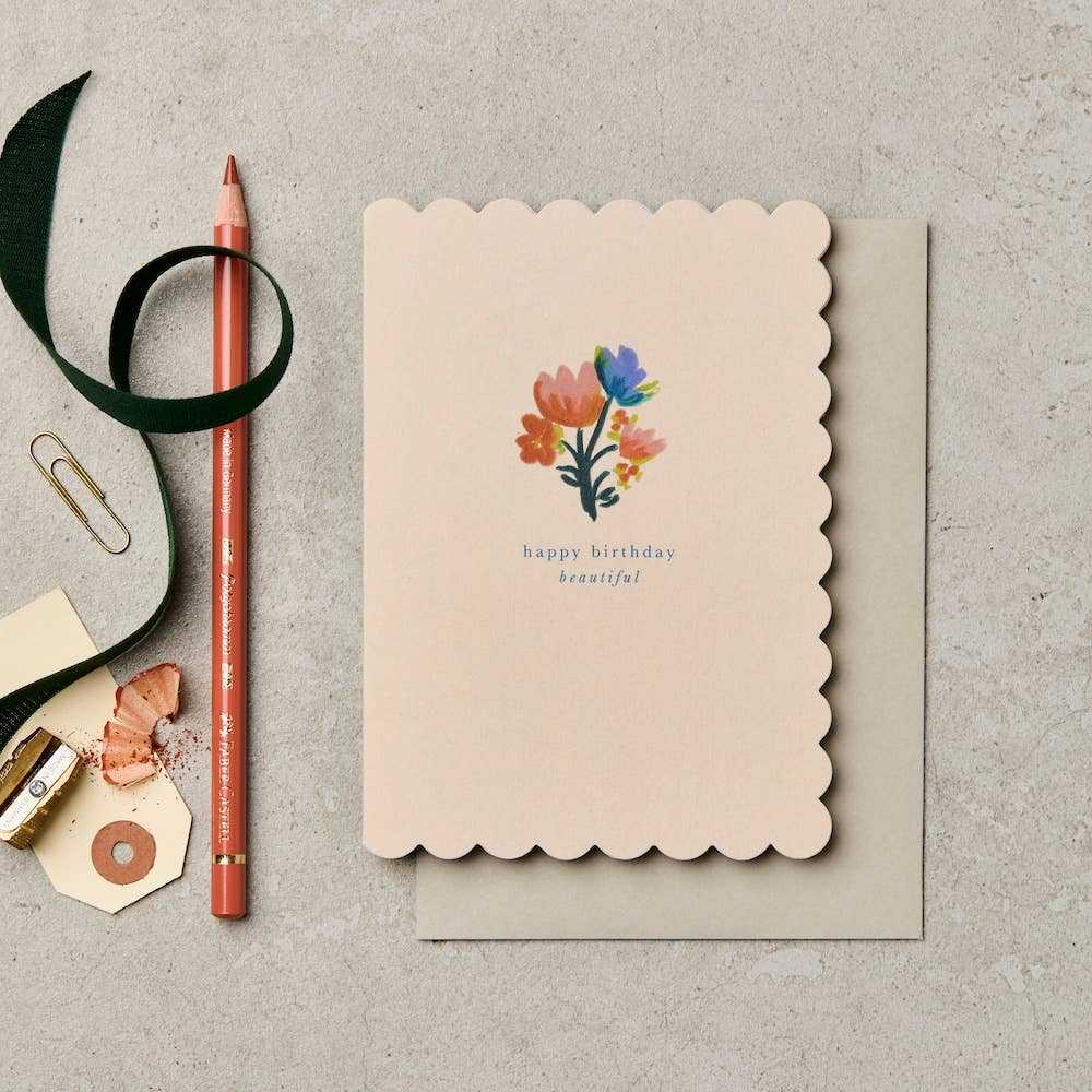 Happy Birthday Beautiful Scallop Card