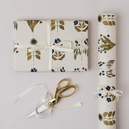 Floral Blue Botanical Luxury Gift Wrap