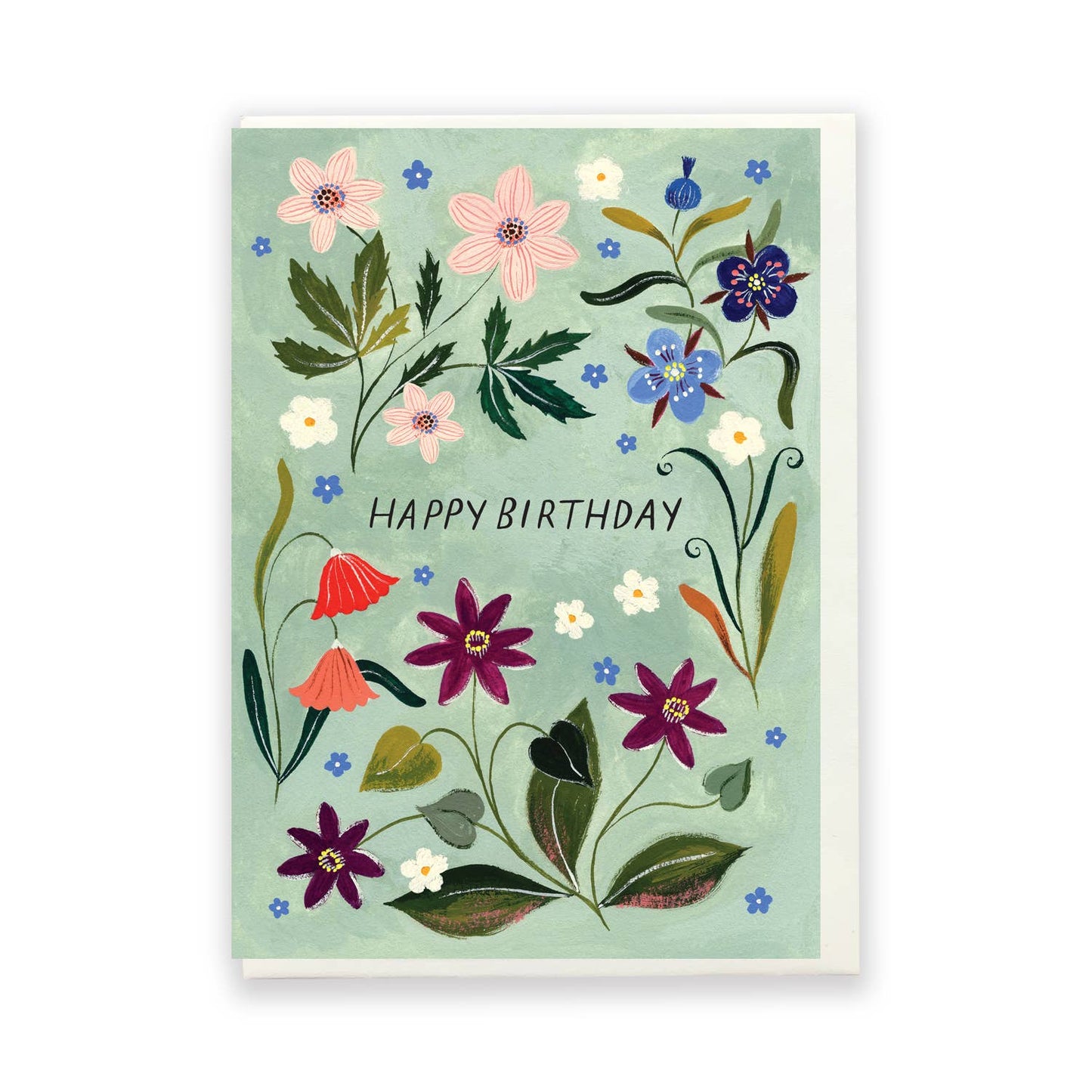 Happy Birthday Green Floral Card