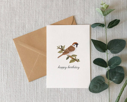 Sparrow Birthday Card