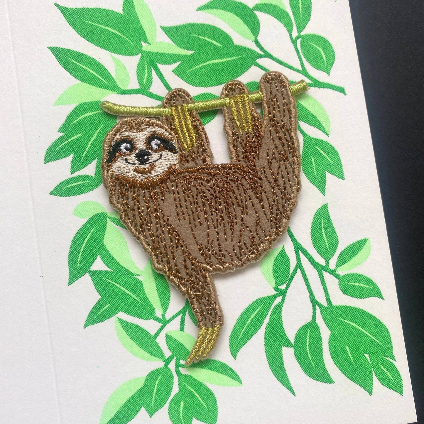 Hanging Sloth Patch Card