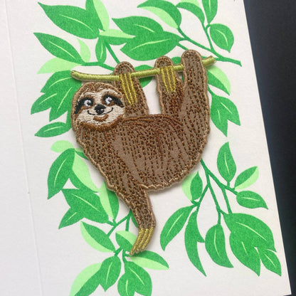 Hanging Sloth Patch Card