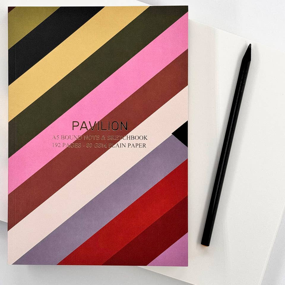 Festival Striped A5 Buckram Embossed Foiled Notebook